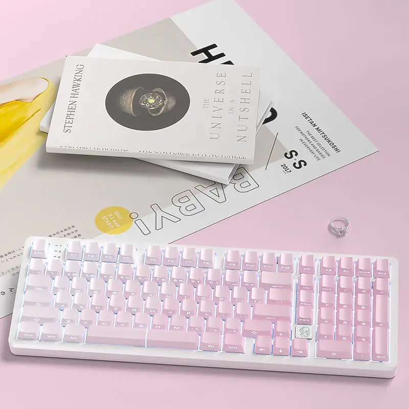 Imagem -01 - Gradiente Pink Side Print Keycaps para Teclado Mecânico mx Brilhar Através de Pbt Double Shot Backlit Rgb 108 87 84 64 61 121 Key gradiente pink side print keycaps para teclado mecanico mx brilhar atraves de pbt double shot backlit rgb 108 87 84 64 61 121 key 01