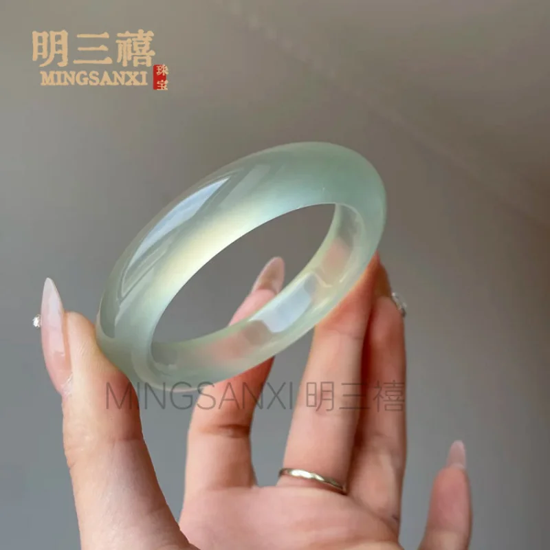 

Natural Xiuyu bracelet in clear lake , matcha , ice, bright green, old mine , women's jewelry jade brac