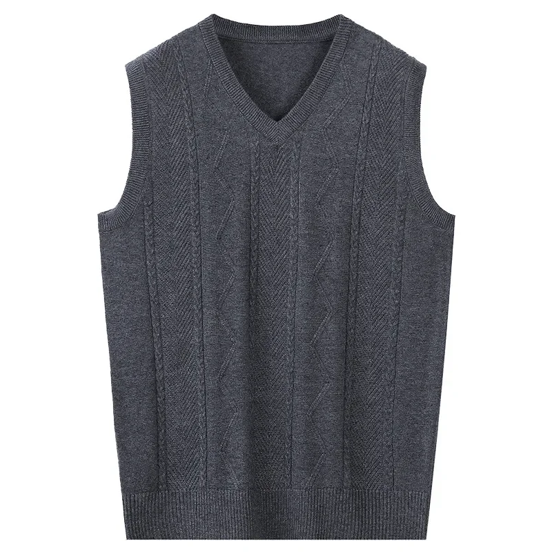 New Arrival Mens Sweater Vest  Elderly Men's Wool Vest Jacquard Heart-neck Knitted Mens Sweater Vest Fashion Men Clothing