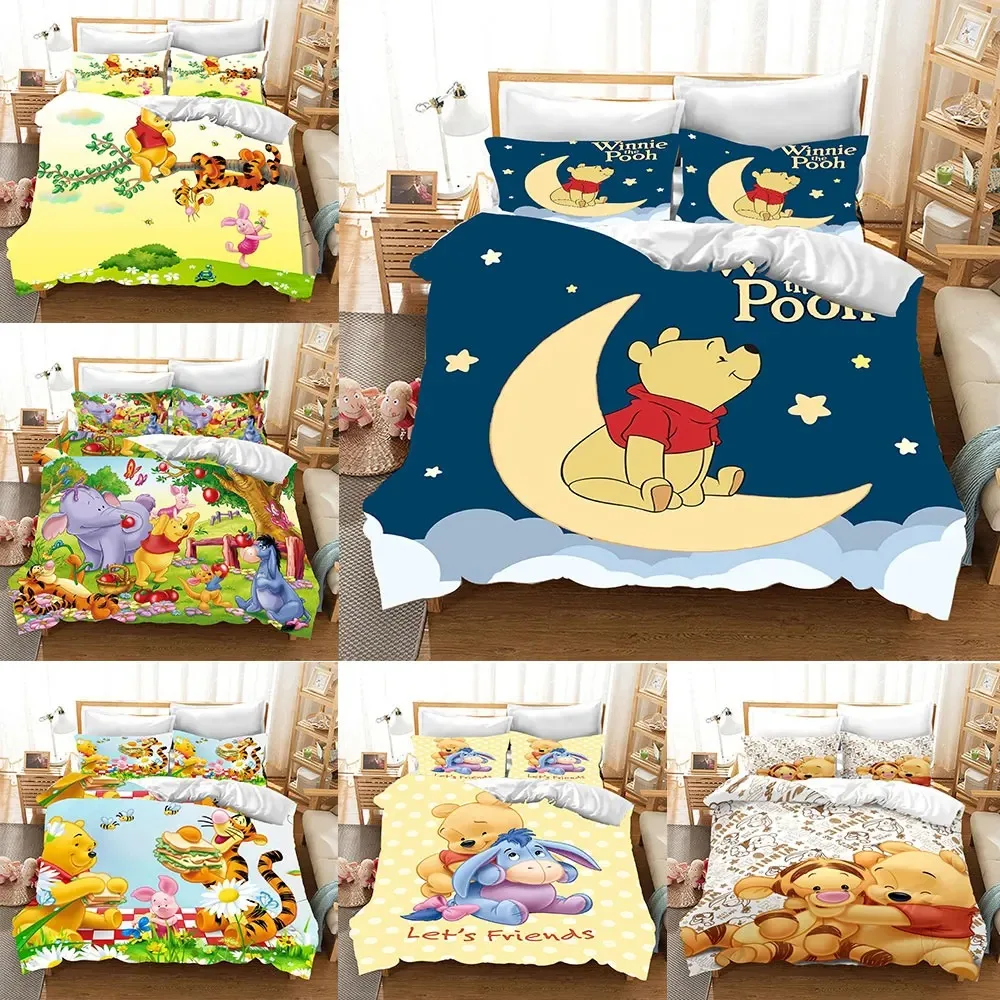 

Winnie The Pooh Bedding Sets Comforter Quilt Bed Cover Duvet Cover Pillow Case 2-3 Pieces Sets Kids Adult Size Cute Pattern