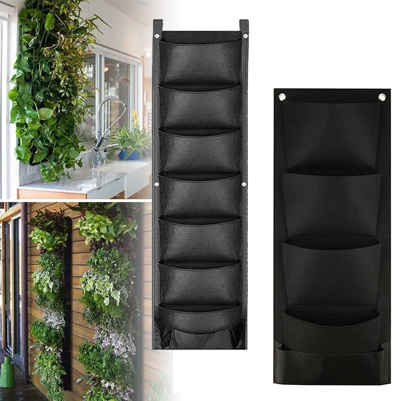 4/7/9 Pocket Vertical Growing Planting Bag Felt Wall Hanging Flower Vegetable Grow Pouch Container Outdoor Indoor Garden Planter