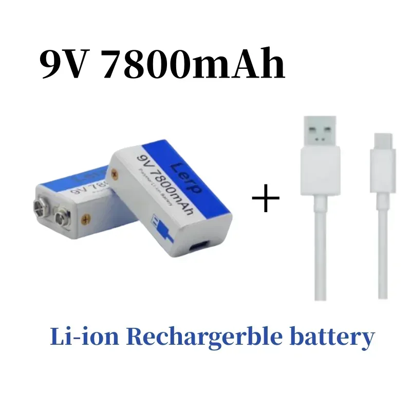 Rechargeable Lithium-ion Battery Multimeter, 9V Battery, 7800mAh, Mini USB, Toy, Microphone, Remote Control, KTV Usage, New,2024