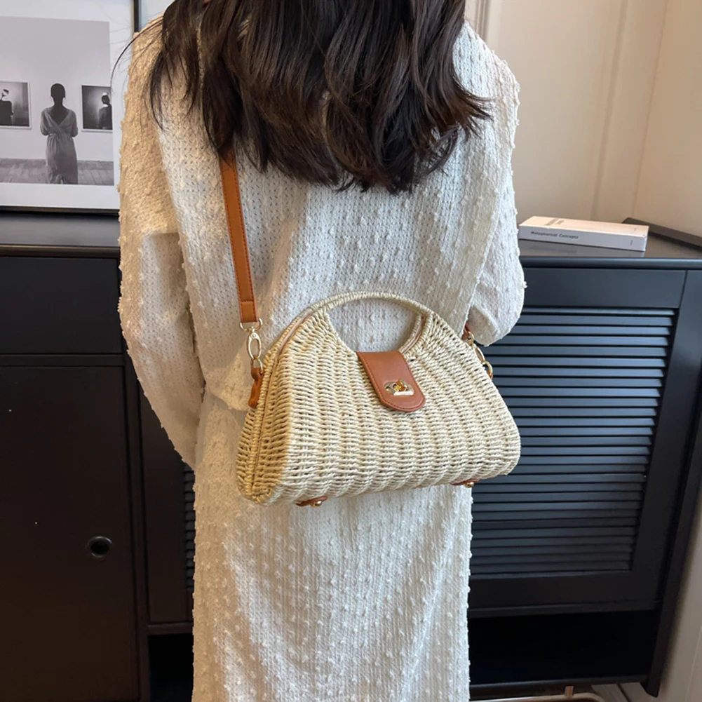 

Women Messenger Bags Woven Shell Summer Top-Handle Bags Handmade Fashion Holiday Casual Simple Elegant Lady Straw Bag