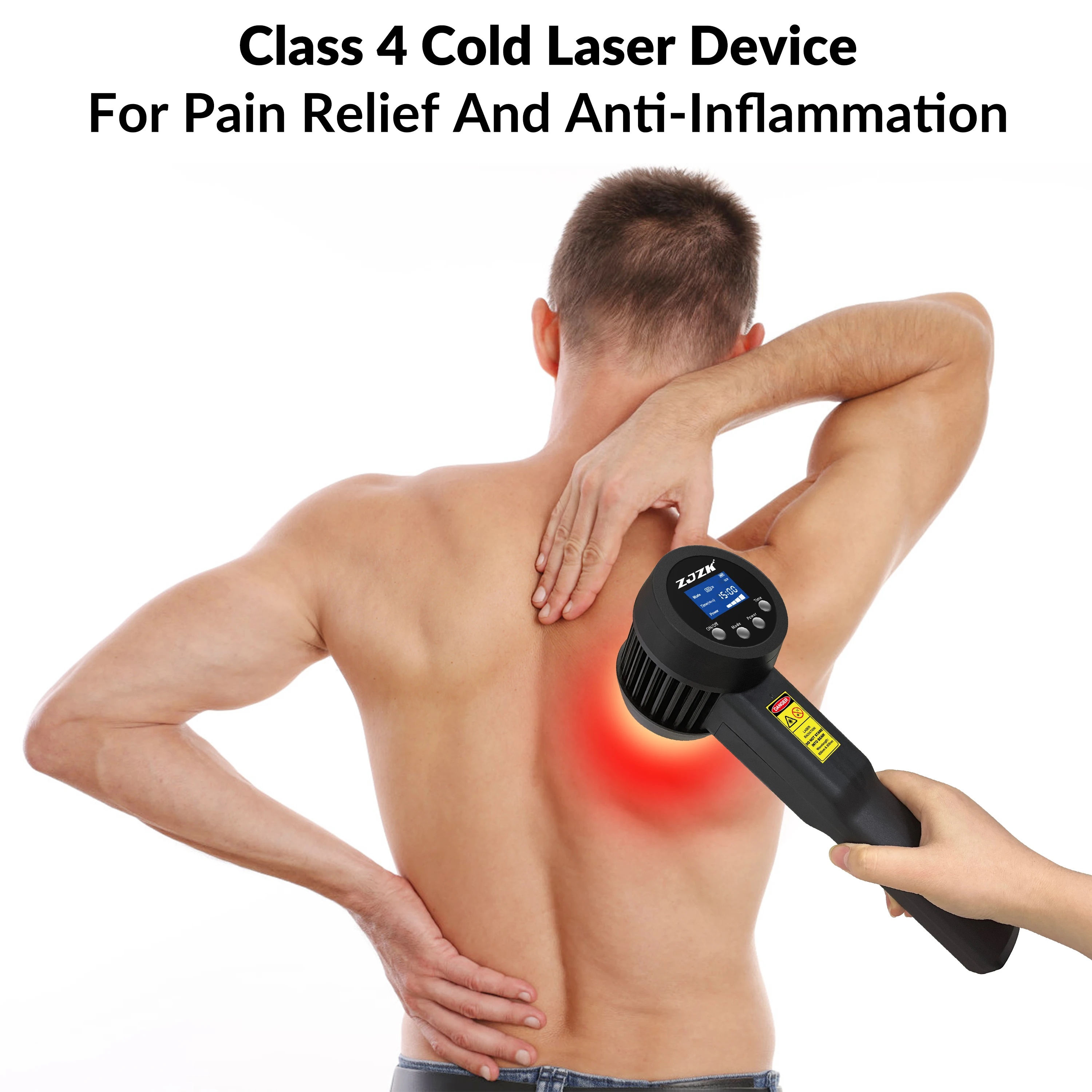 ZJZK 3w Lower Back Laser Light Treatment 650nmx10diodes+808nmx15diodes For Physical Therapy Tendinitis Cervical Vertebra Pain