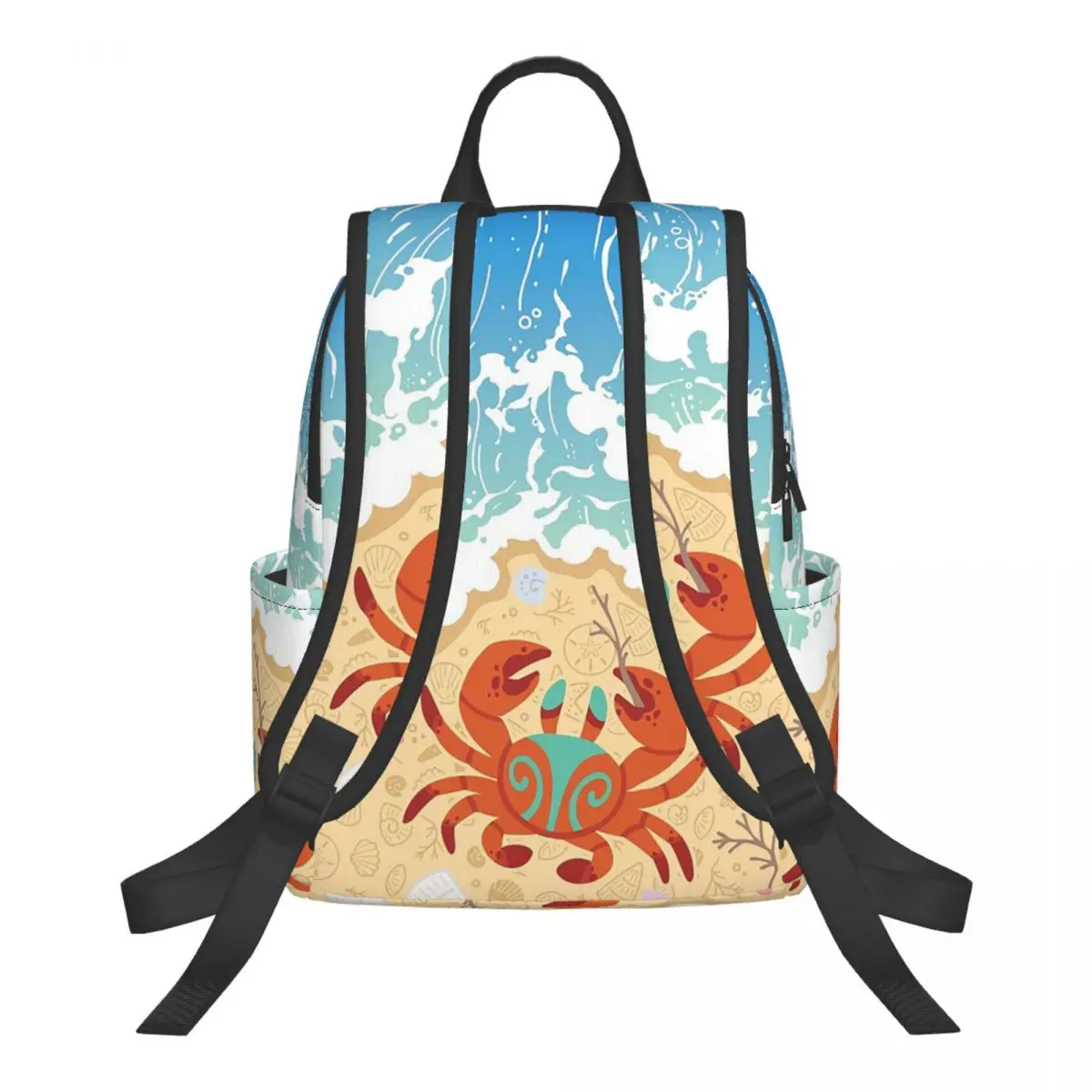 Crab And Shell At The Beach Student Backpack School Bag Hiking Travel Daypack for Boys Girls Bookbag Shoulder Bags