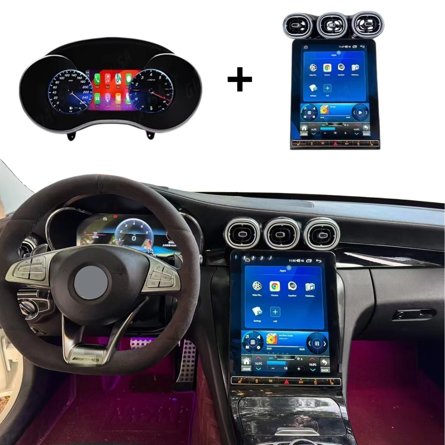 Android Auto Old To New Screen For Benz GLC C 2015~2022 Car Radio Multimedia Auto GPS Navigation Video Stereo Receiver Head Unit