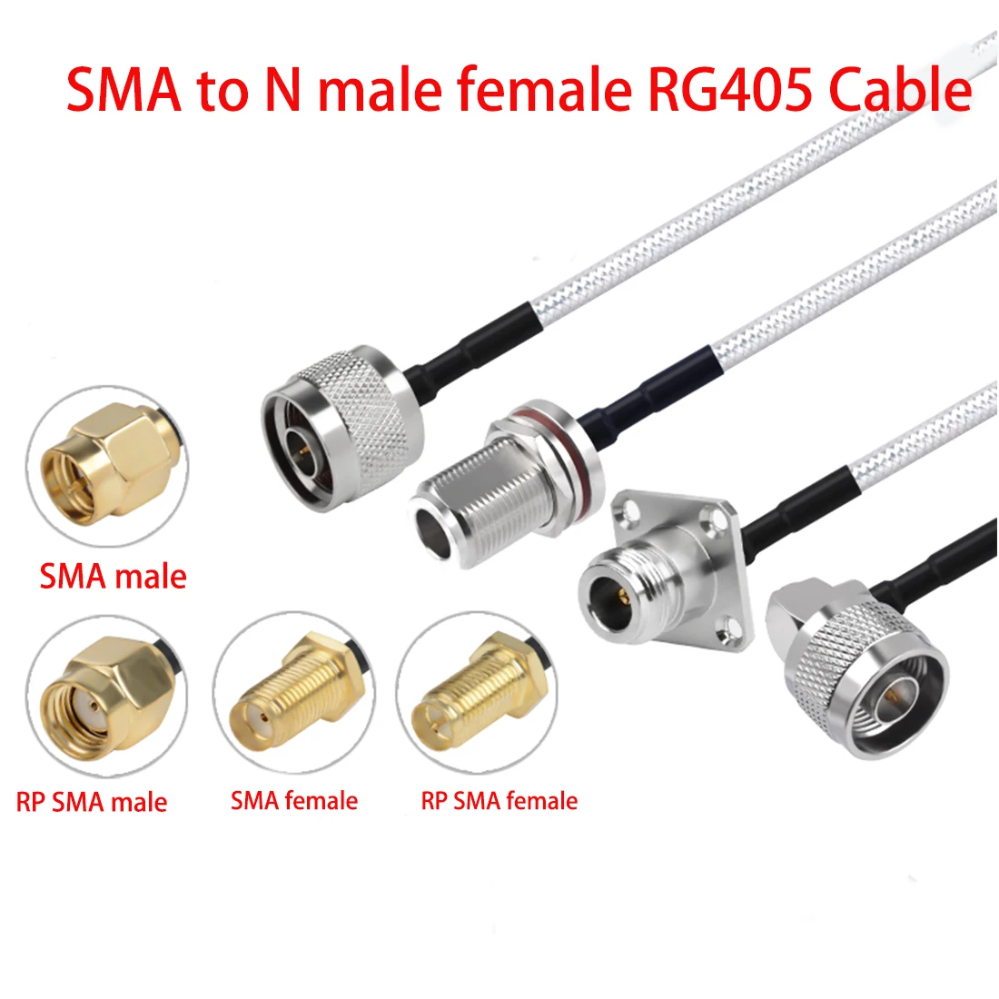 SMA Male Female to N Plug Jack Semi-flexible Cable Adapter RG405.086