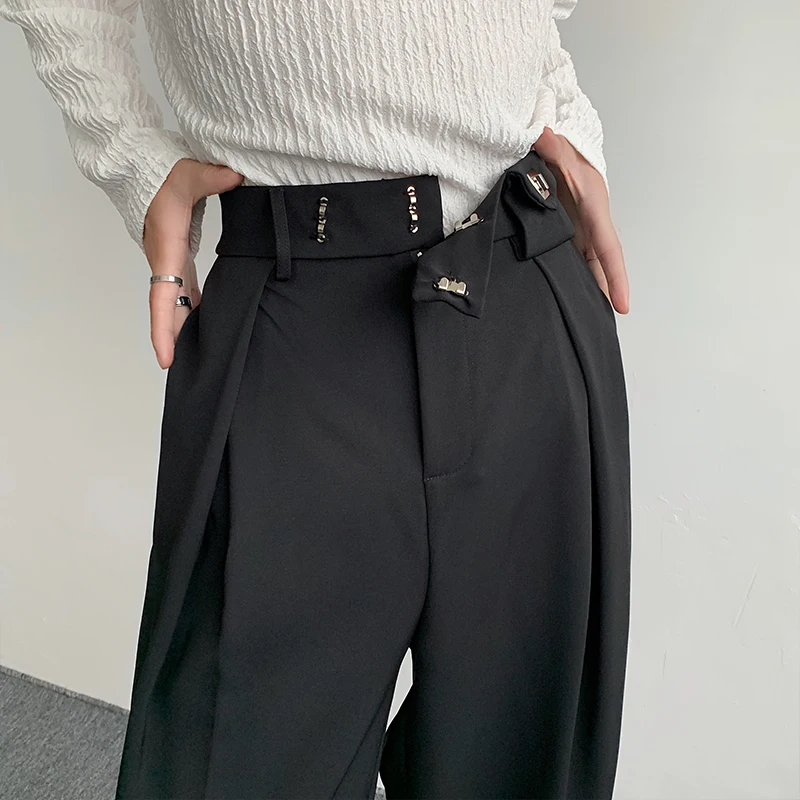 Black Suit Pants Men Oversized Fashion Social Mens Dress Pants Korean Loose Straight Wide Leg Pants Mens Office Formal Trousers images - 6