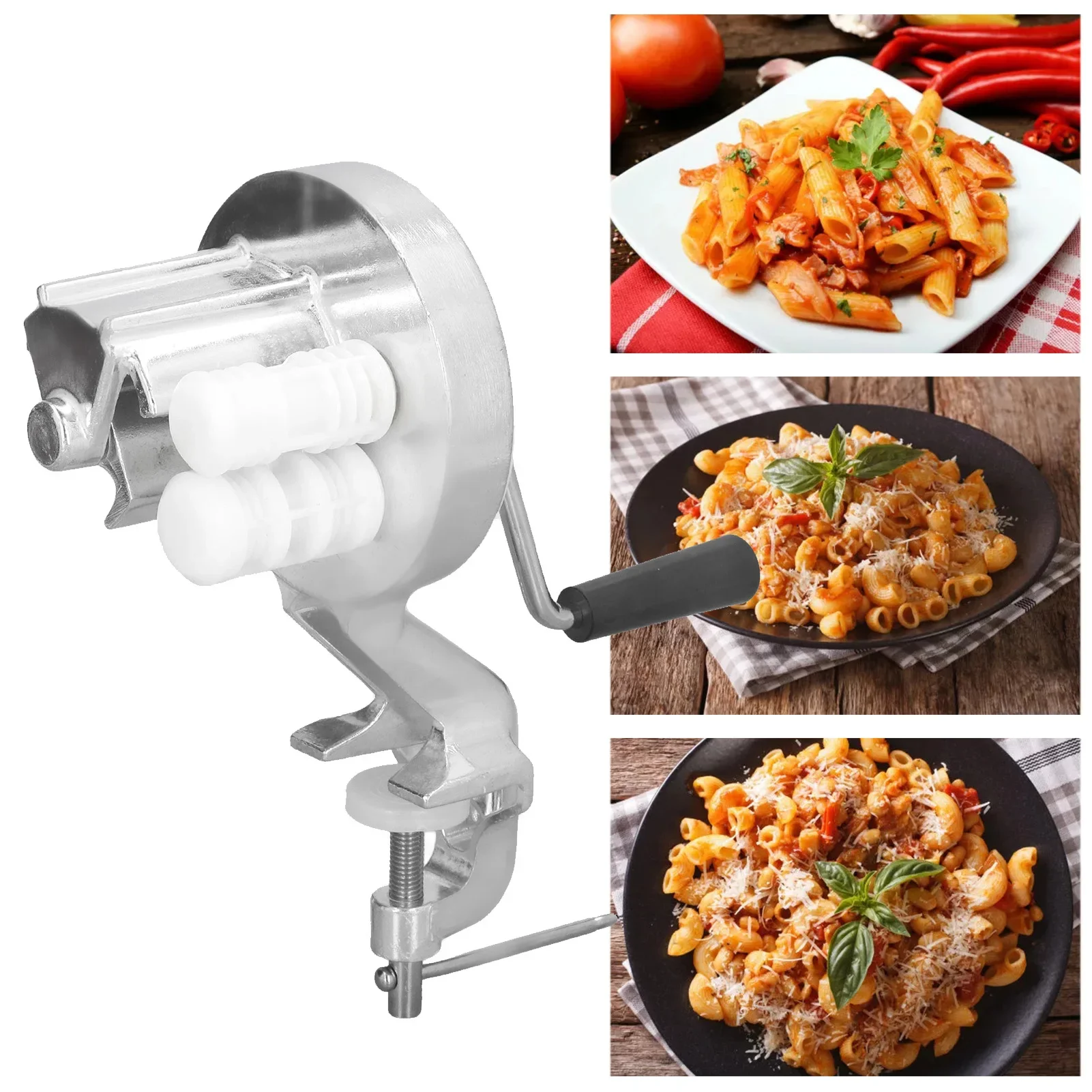 For Kitchen Restaurant Hot Manual Macaroni Maker Aluminium Alloy Silver Portable Hand Cranking Noodles Pressing Machine