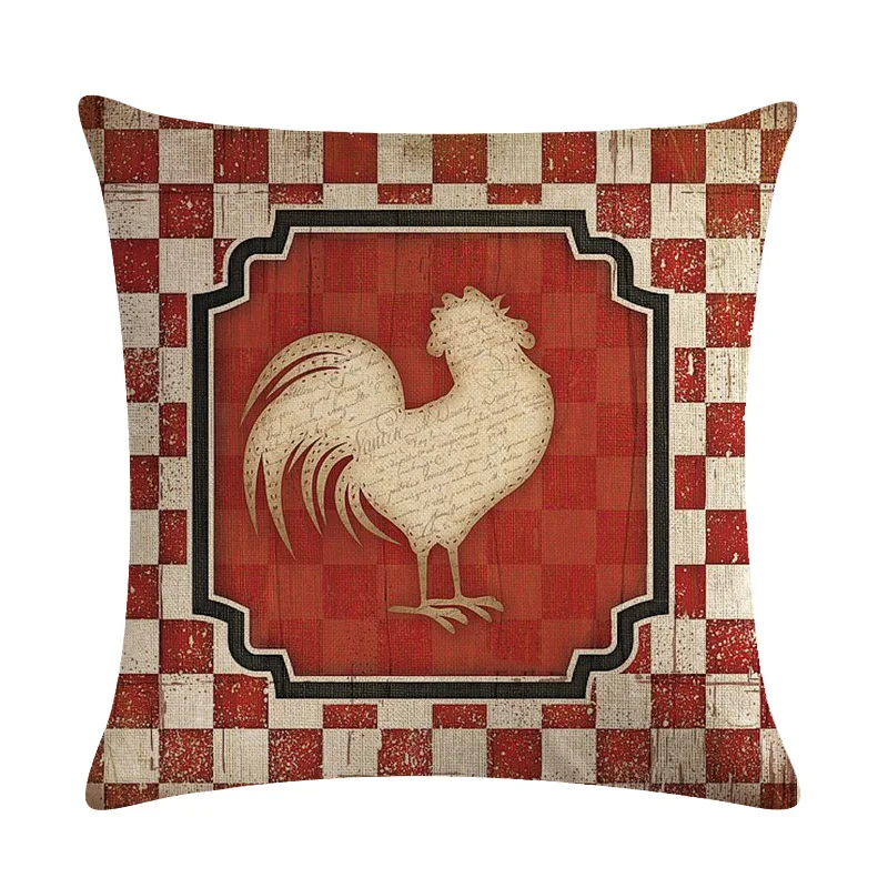 2/4PCS Outdoor Waterproof Pillowcase Vintage Farm Cock Cushion Case Home Decoration Bed Pillow Cover Car Cushion Cover