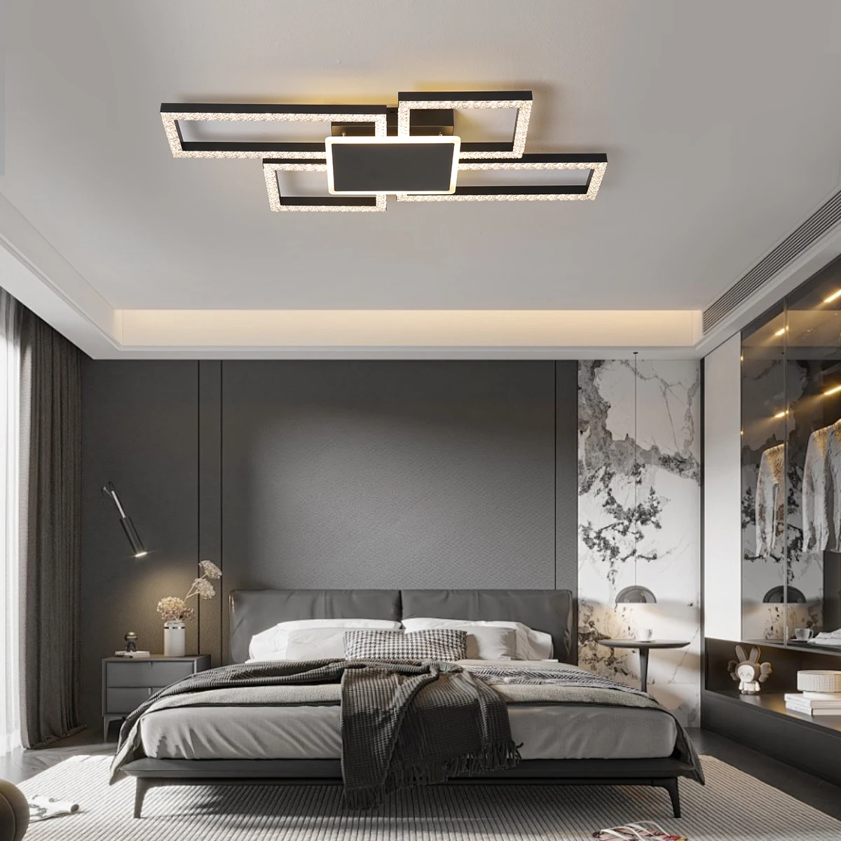 Modern LED chandelier for Living Room Lustre Dining Bedroom Study Ceiling lamps Nordic Square Ceiling Chandelier Light Fixture
