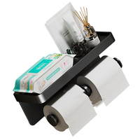 Wall-Mounted Aluminum Alloy Toilet Paper Holder Toilet Roll Shelf Phone Stand For Bathroom For HOME Use-AT64