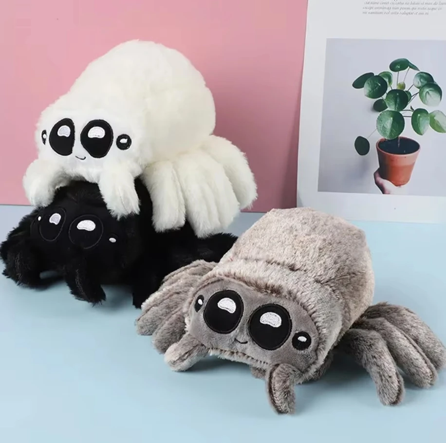 Lucas Friend Spider Plush Toy Kawaii Black White Spider Doll Home Decoration Pillow Soft Stuffed Halloween Gifts Toy for Kids