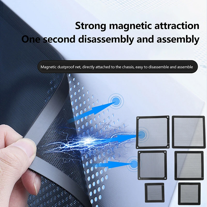 Dust Filter For Computer Cooler Fan Anti Dust Net Cover Mesh Magnetic Frame PC Chassis Case Cooling Fan Protector Efficient