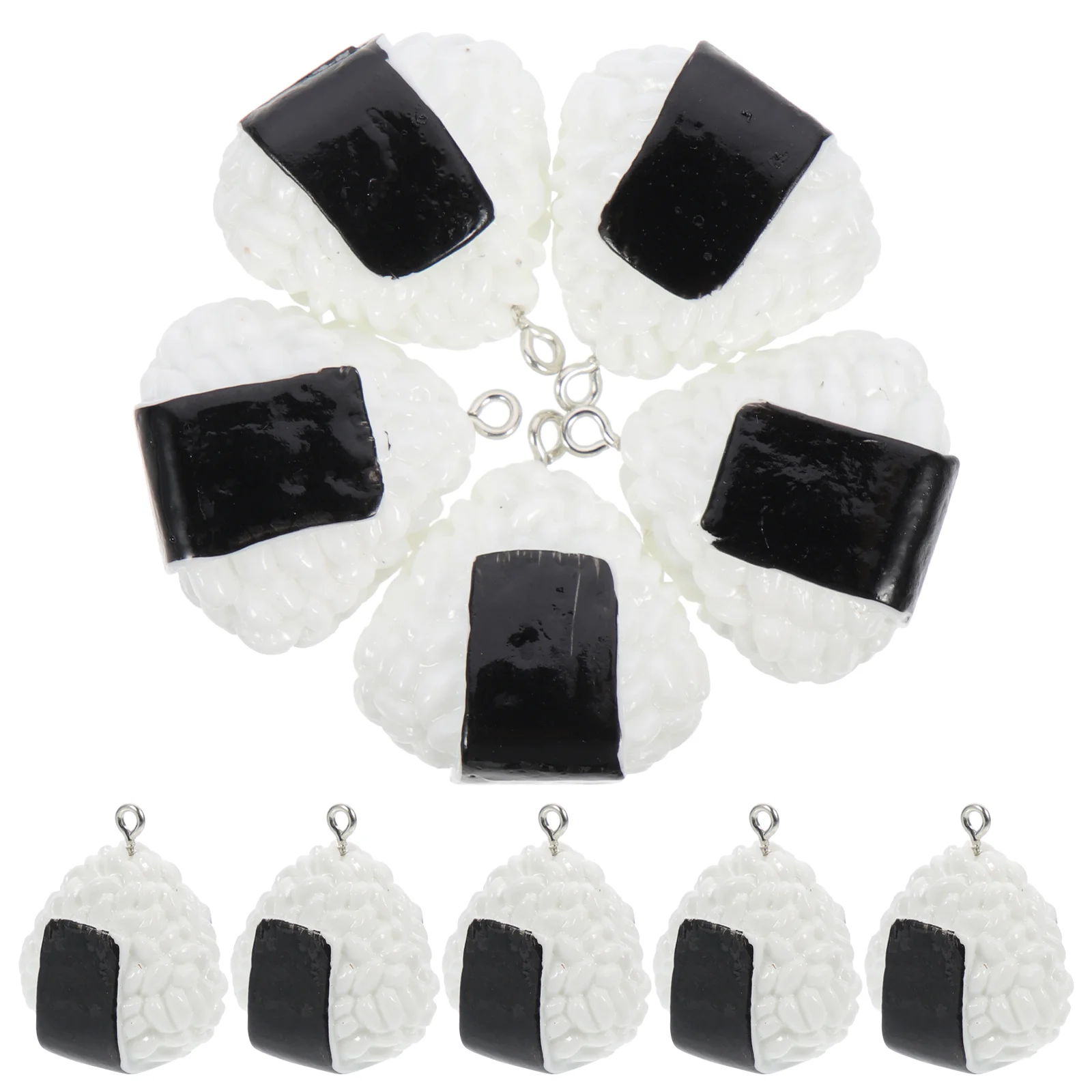 10 Pcs Accessories Imitation Sushi Rice Ball Locket Charm Beads Resin Charms Pendant