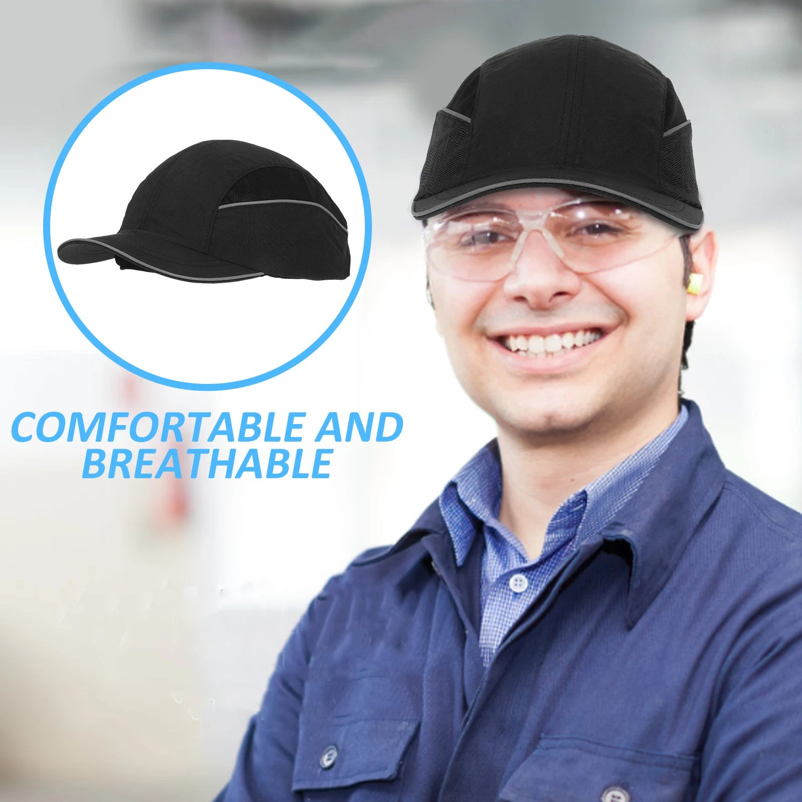 

Anti-static Safety Hard Hat Breathable Skull Black Plastic Bump Cap Inserts