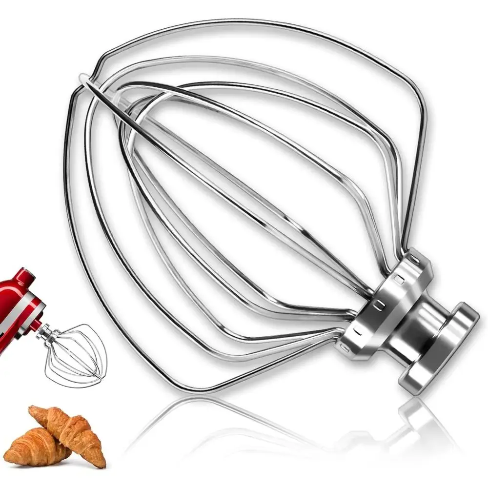 

6 Wire Whisk 4.5-5 QT K45WW Stainless Steel Egg Beater Attachment for Kitchenaid Mixer Fits Tilt-Head Stand Mixer Fast Whipping