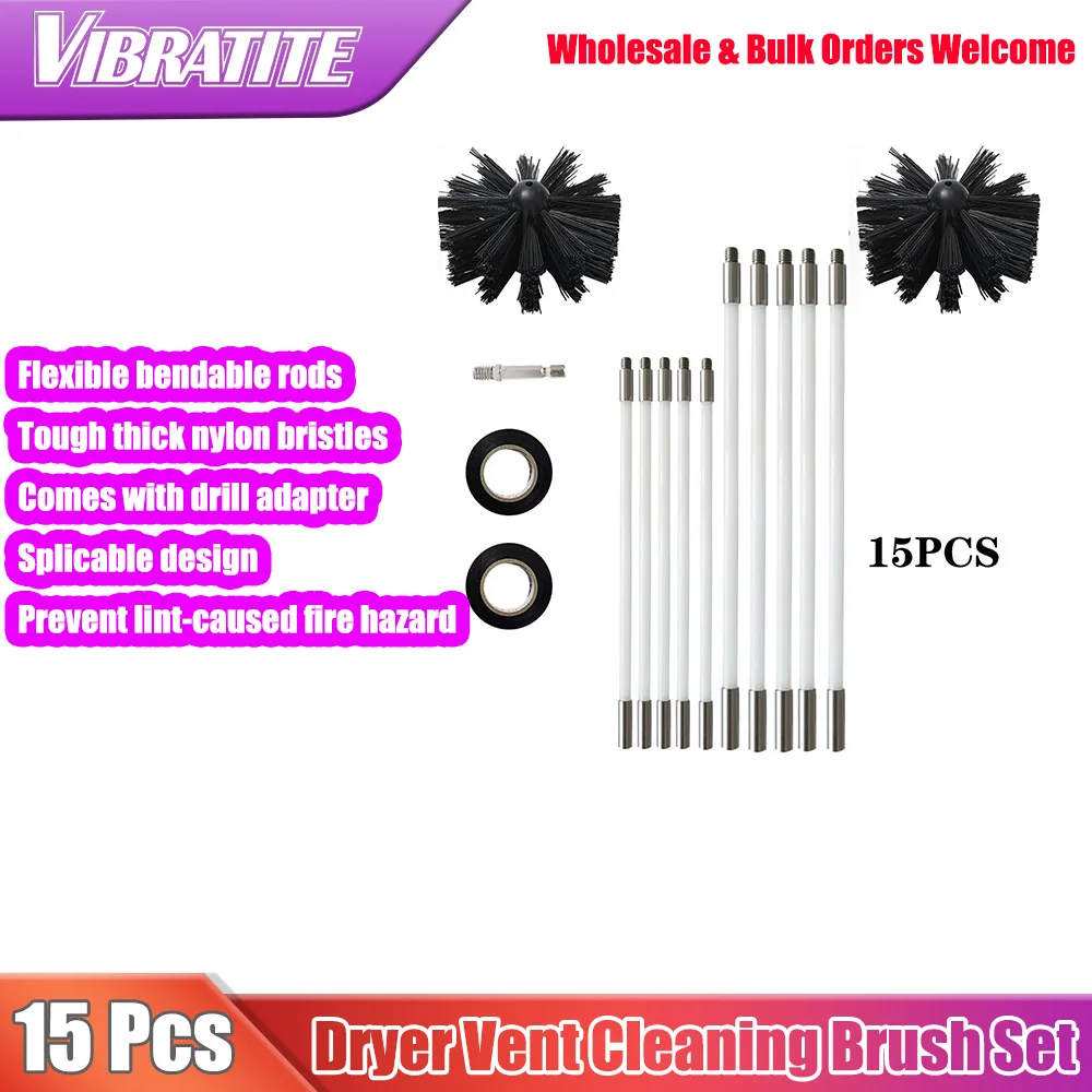 15Pcs Dryer Vent Cleaning Brush Kit Flexible Nylon Duct Cleaner Brush Drill Attachment for Removing Lint Debris from Dryer