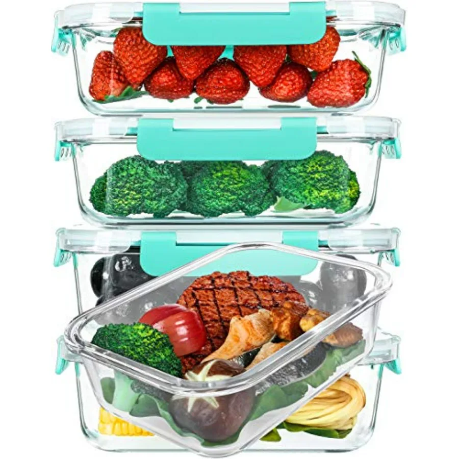 

5Packs 36 Oz. Glass Meal Prep Containers with Locking Lids for Airtight Food Storage Ideal for Microwave Oven Freezer and Dishw