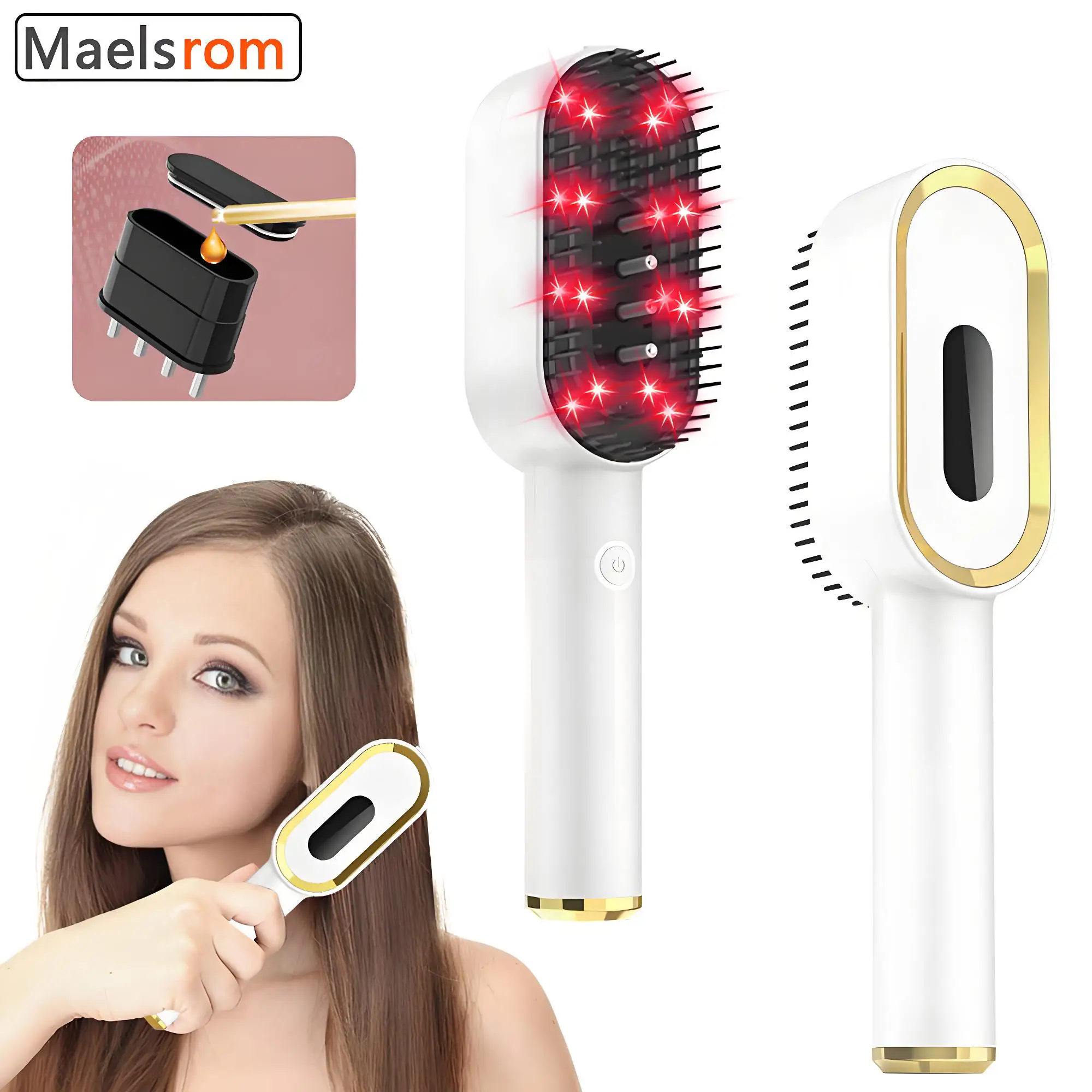 LED Infrared Red Light Therapy Comb Scalp Massager Liquid-Guiding Hair Growth Anti Hair Loss Laser Care Brush Head Relaxing