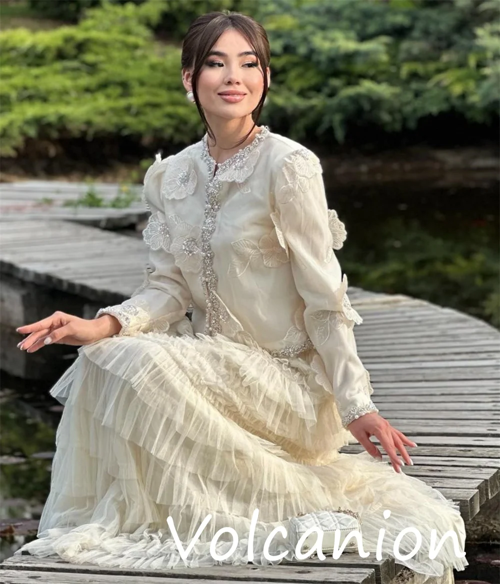 Robes longues personnalisées en mousseline de soie, Style moderne, plissées à paillettes, ligne a, col rond, sur mesure, pour occasions assorties