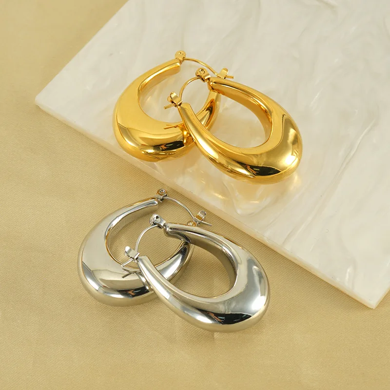 3PCS Water Droplet Earring Stainless Steel Simple Versatile Earrings for Women Hoop Earrings Jewelry Gifts Accessories Wholesale