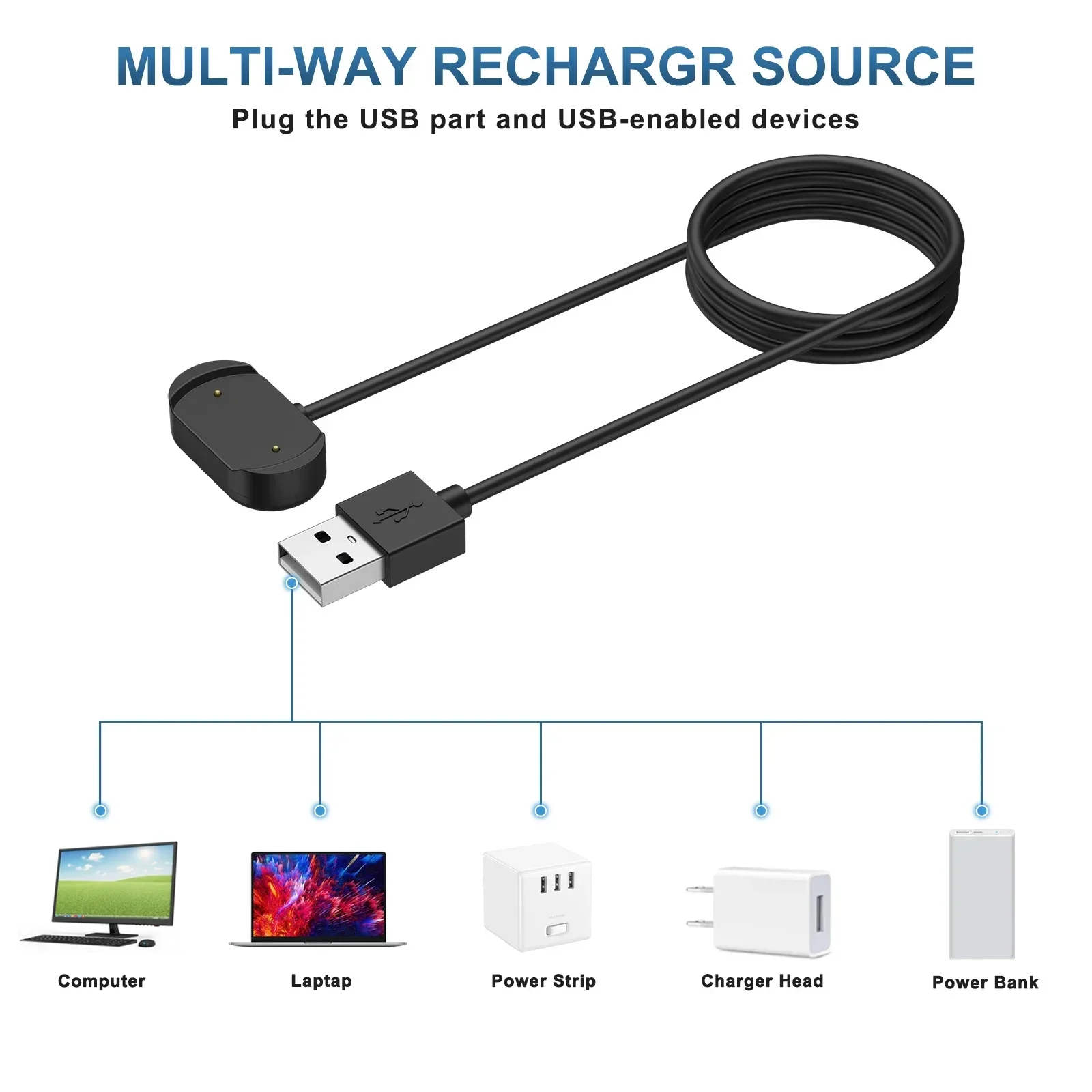 USB Charger For Huami Amazfit GTR 3/GTR 4/GTR 3 Pro Charging Cable For Huami Amazfit GTS 3/GTS 4/T-rex 2 Fast Charger Dock view 5