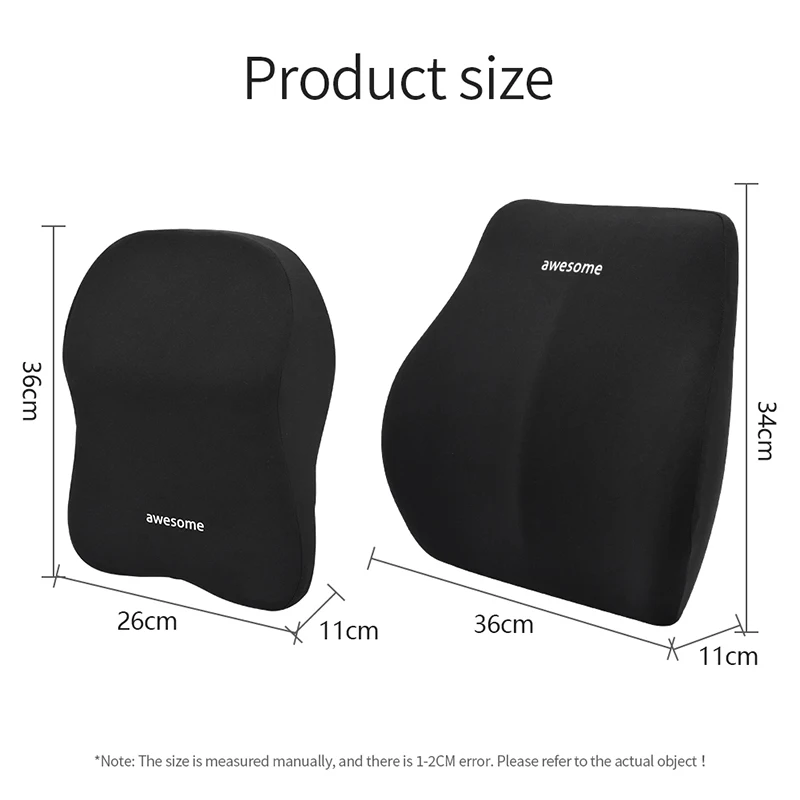 Auto Lendenwirbel Rückenstütze Kopfstütze Nackenkissen Memory Foam Lendenkissen Universal Weiche Nackenkissen Kissen Autositzkissen – Detail 2