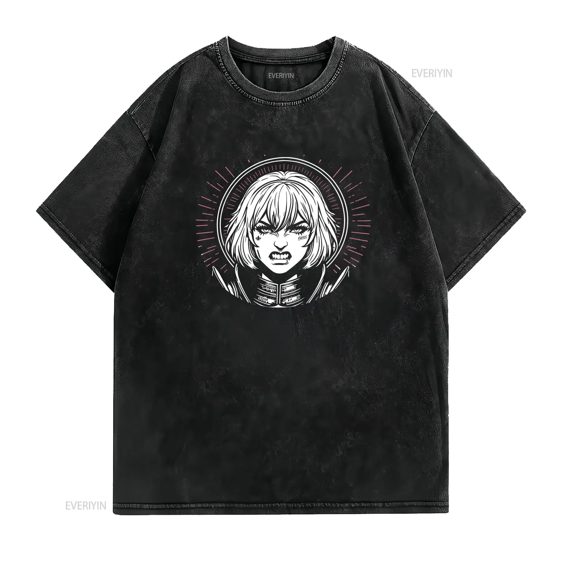 Fierce Battle Sister Wargaming T Shirt vintage Washed Casual streetwear Soft homme designer clothes Versatile Slightly vintage