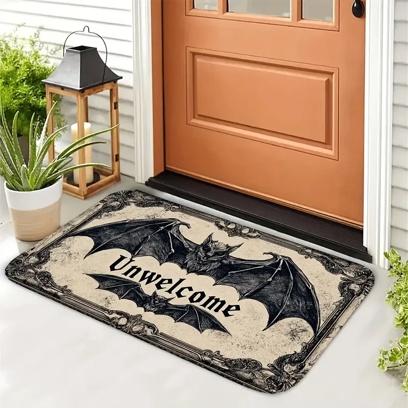 Gothic Bat Unwelcome Doormat Halloween Front Door Back Door Welcome Rug Bedroom Living Room Home Decor Floor Entryway mat gifts