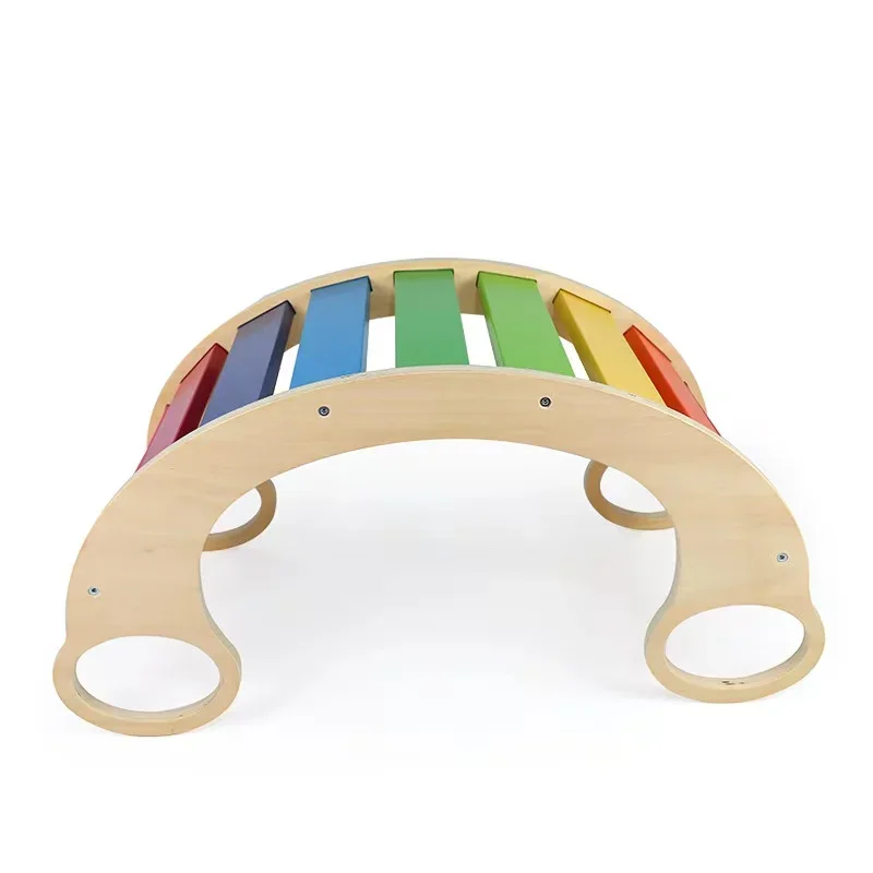 Wooden Multifunctional Rainbow Rocking Chair Balance Board Mountaineering Interactive Children's Educational Toys