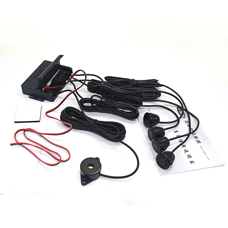 4 Sensors Car Rear Parking Sensor Kit, Parktronic Reverse Backup Radar, Buzzer Sound Alarm Detector No Display Monitor