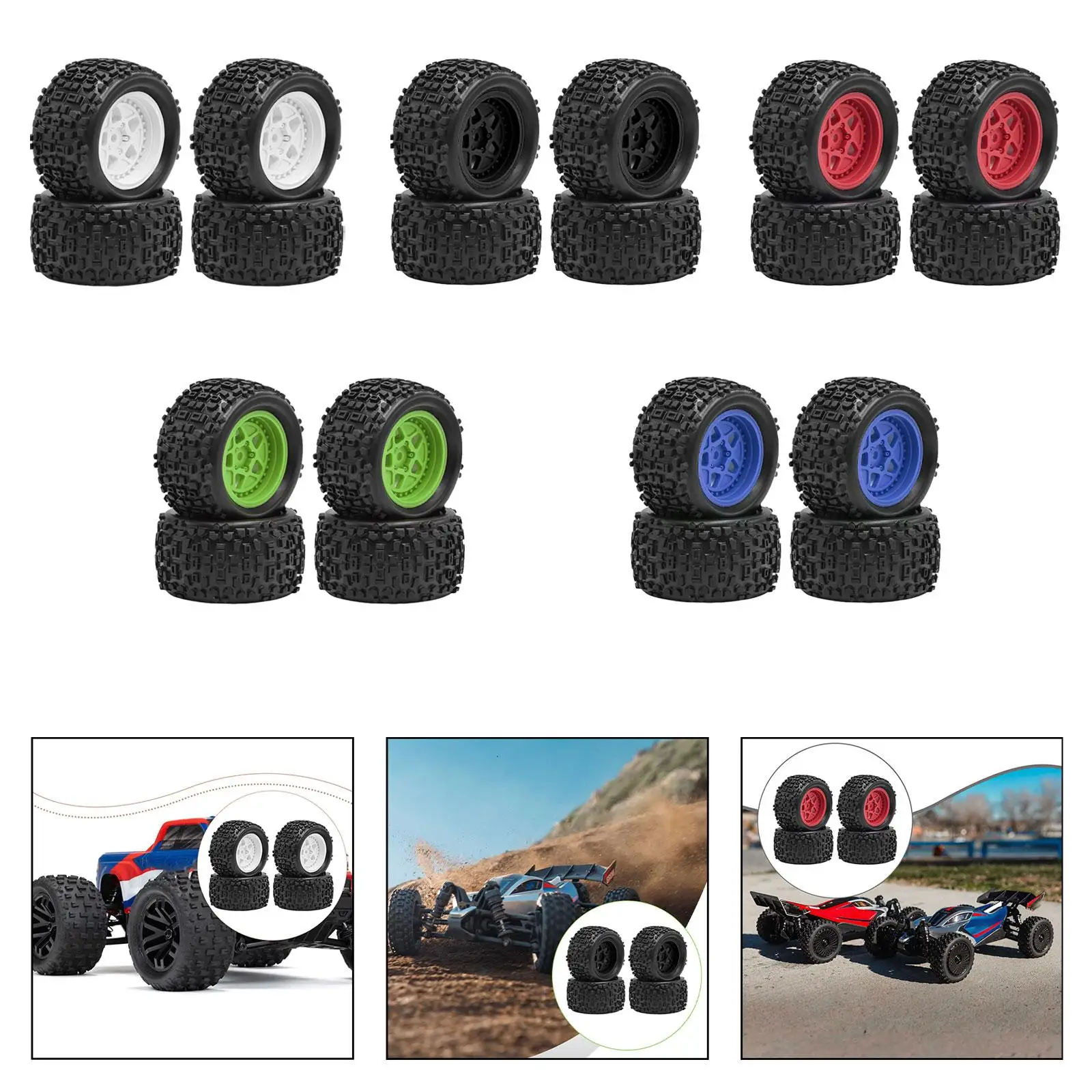 

4 Pieces 1/18 RC Car Wheels and Tires Accessories Sturdy High Parts Replacement RC Car Part for Typhon Grom