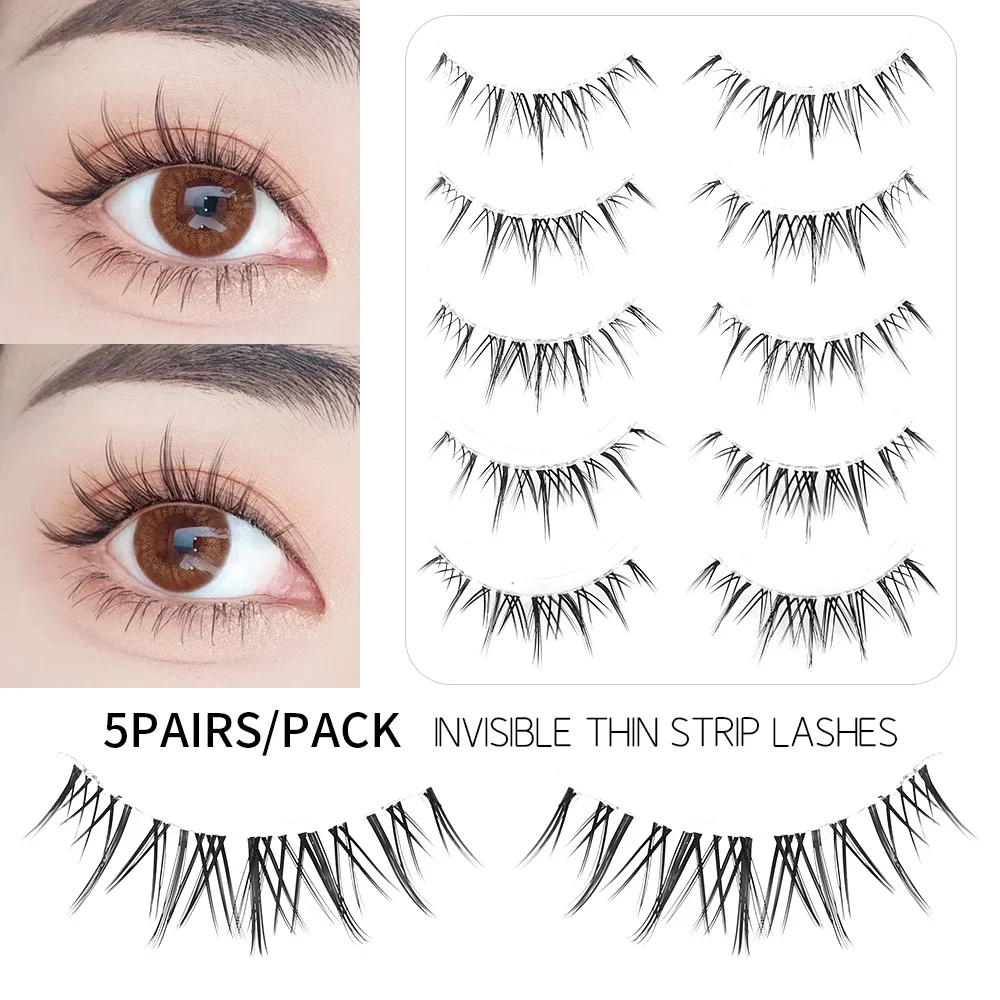 Faux-Cils Naturels Longs à Base d'Hermine, Extension de Cils Professionnels, Doux, Maquillage pour Femme, 5 Paires