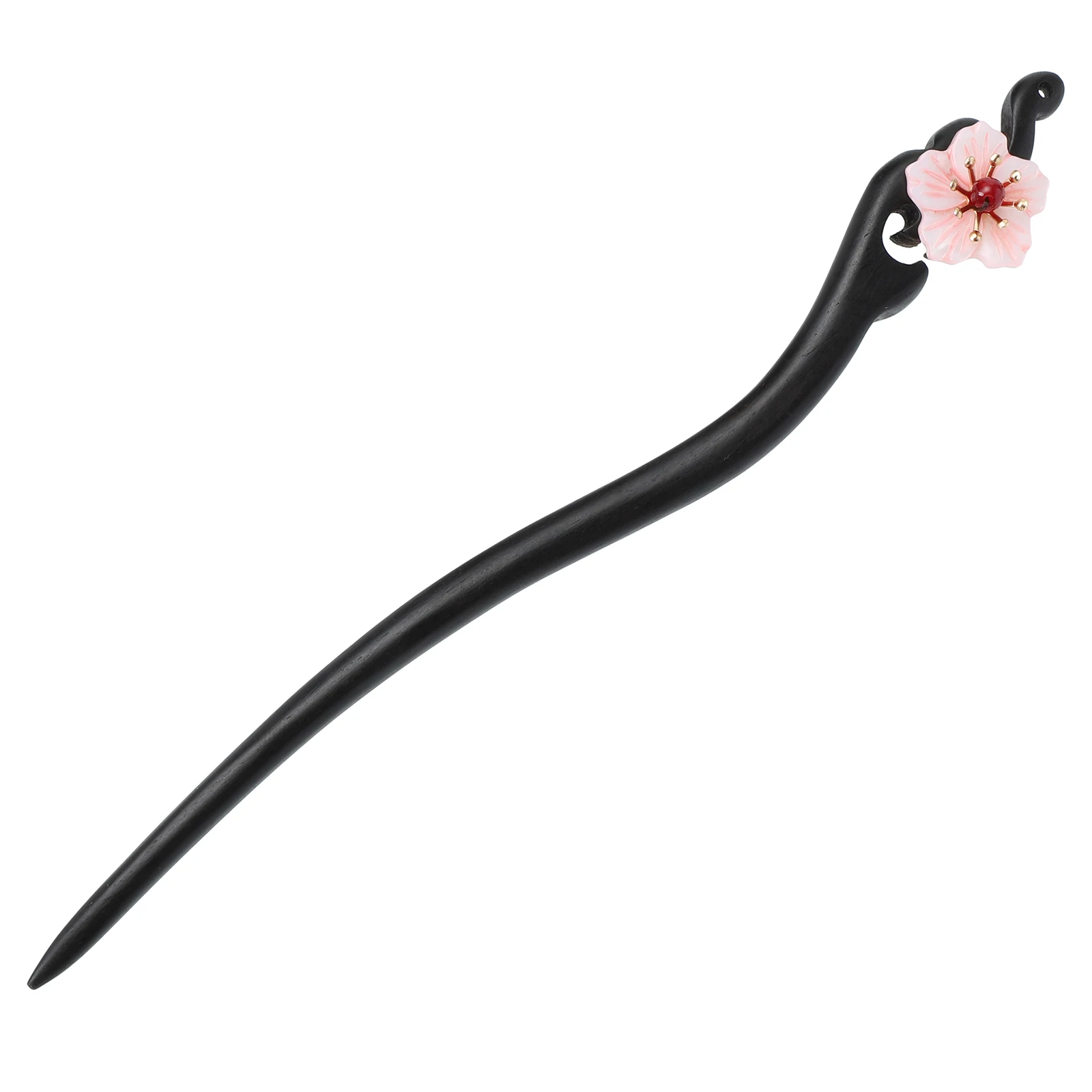 

Vintage 1 Pc Black Ebony Chopstick Bun Maker Smooth Edge Hairstyle Stick Ancient Accessories Hair Care Styling Tool Flower Pin