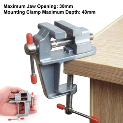 Mini Bench ViseMuliti-Funcational Table Screw Vise Aluminium Alloy 35mm Table Bench Clamp Vise for DIY Craft Mold Fixed Repair