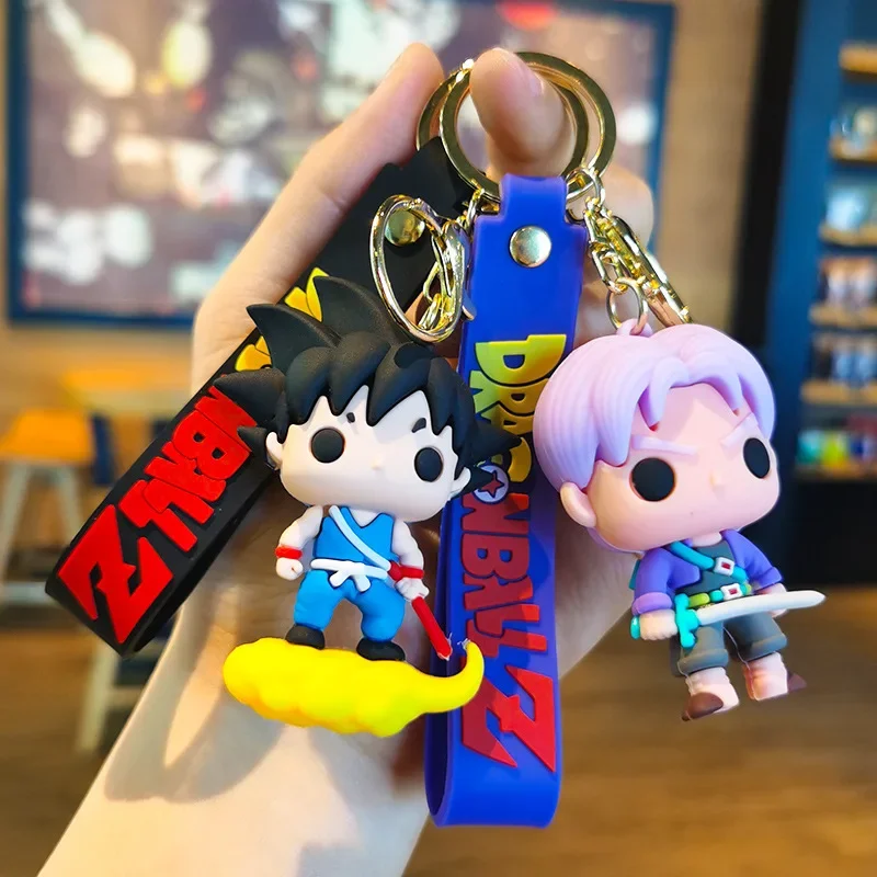 Dragon Ball Keychain PVC Cartoon Anime Figure Trunks Son Goku Piccolo Buu Vegeta Action Figures Key Chain Keyring Bag Pendant