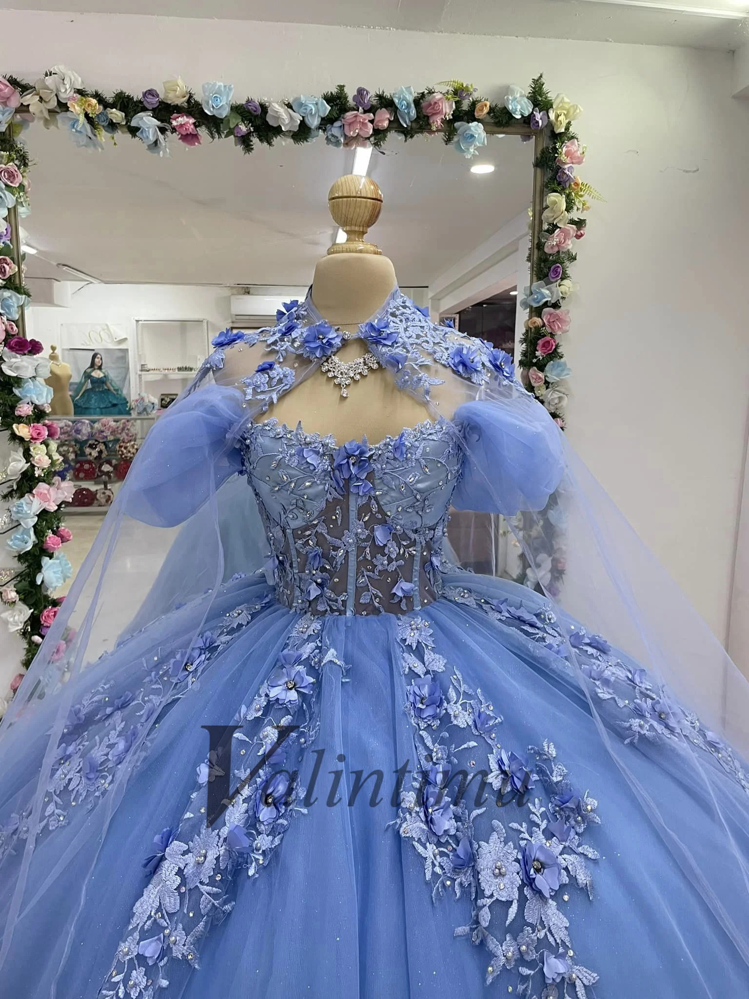 light blue quinceanera dresses with sleeves Blue Lace Long Sleeves Princess Tulle Ball Gown Quinceanera Dresses V Neckline Sweet 15
