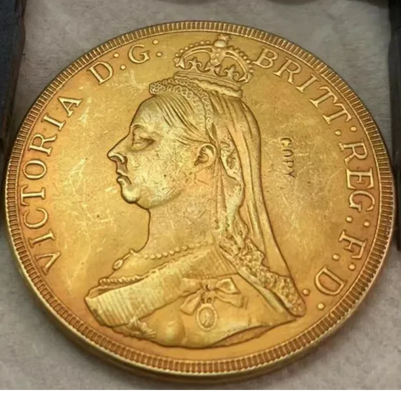 1887 United Kingdom 1 Crown-Victoria  24K Gold Plated Coin