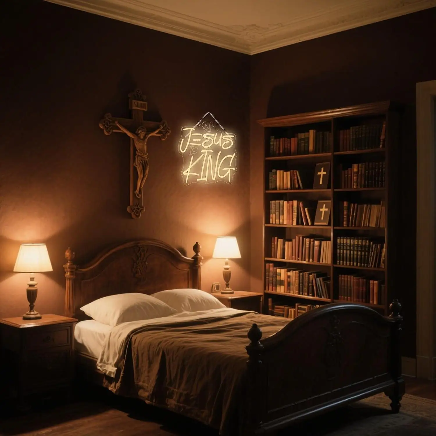 Jesus Is King Neon Sign USB Dimmable LED Lights For Christian Religious Church Prayer Room Living Room Wall Hanging Decor Gifts