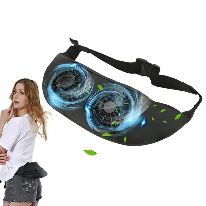 Belt Fan Mini Waist Fan Fanny Pack USB Powered Powerful Airflow Mini Waist Fan Wearable Personal Fan Hands-Free Portable Body