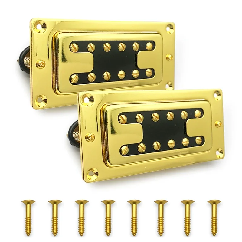 RB Style Mini Style H Type 12 Hole Electric Guitar Humbucker Pickup 72x32MM for RickenBacker Style Guitar Gold