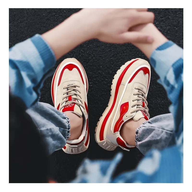 

Low top Men's Breathable Sports Shoes 2026 New Height Increasing Thick Sole Anti Slip Daily Youth Trendy Fashion Footwear