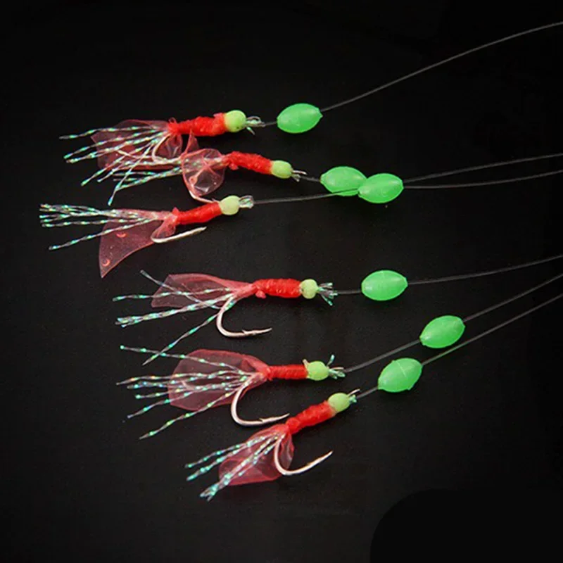 Anzuelos Sabiki piel de pescado cebo luminoso caballa pargo - imagen 3