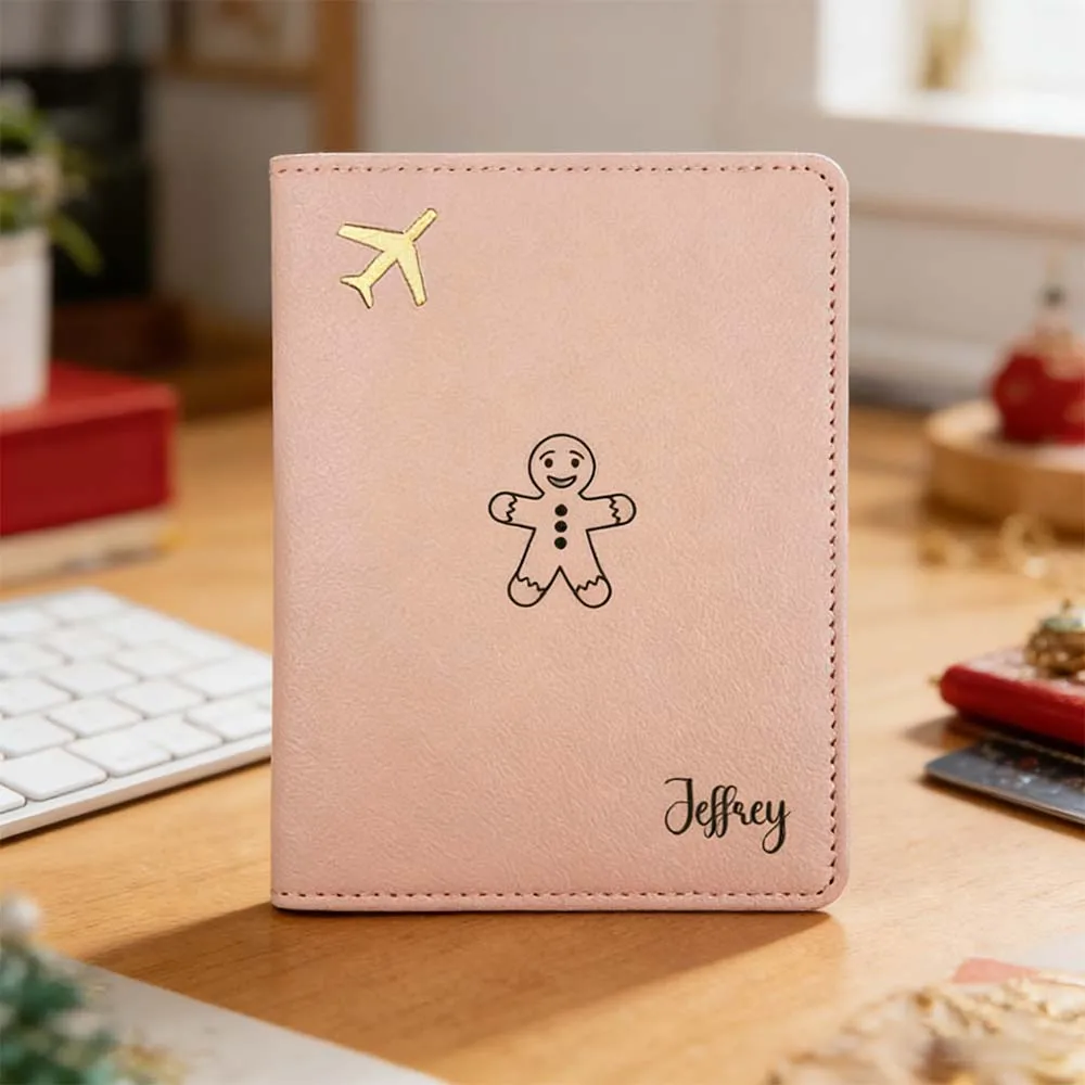 1pc Personalized Name Passport Cover Holiday Gift Embossed Leather Passport Cover Aesthetic Style