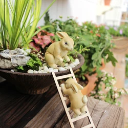 2PC/Rabbit Climbing Stairs - Outdoor Garden Garden Bonsai Statue - Home Decoration Statue - Easter Gift