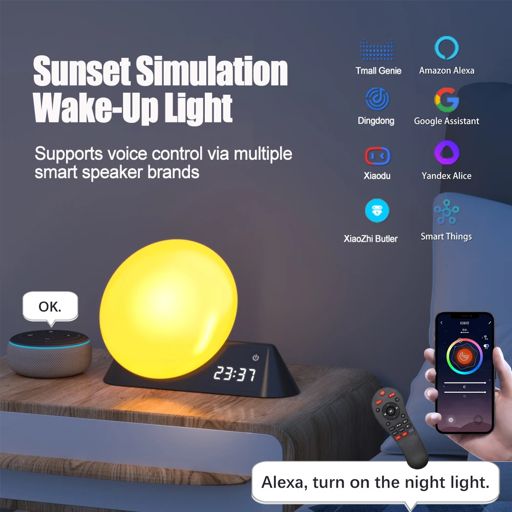 Graffiti Smart Control Wake Up Light Remote Contral LED Colorful Atmosphere Light 10 Colors Vertical Bedside White Noise Kids Al