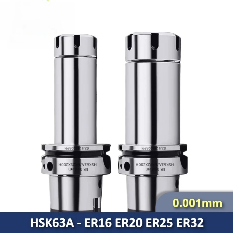 HSK63A ER16 ER20 ER25 ER32 Precision 0.001mm Balancing Speed G2.5 40000RPM High Speed CNC Tool Hold ER HSK 63A ER Milling Chuck