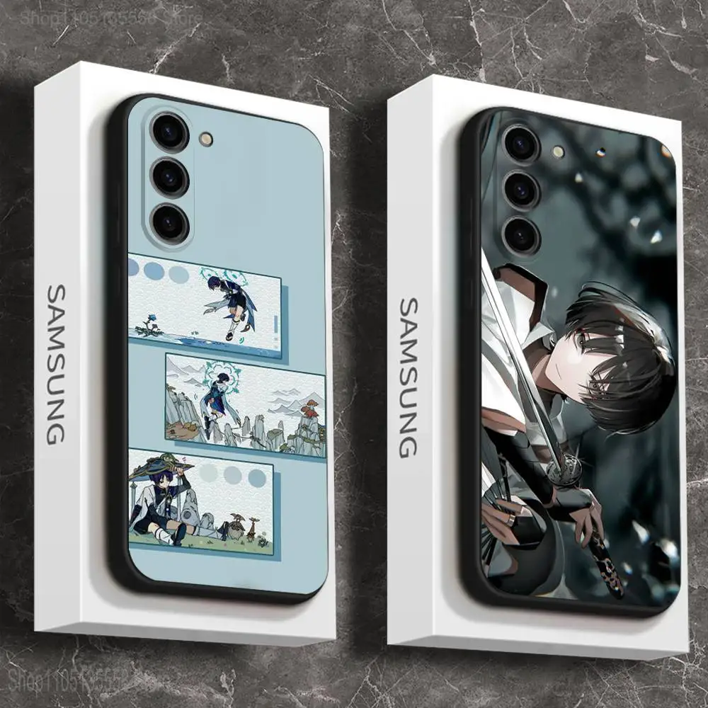 

S-Scaramouche G-Genshin Impact Phone Case For Samsung Galaxy A 91,80,73,72,71,53,52,51,22,5G Shockproof Soft Black Cover