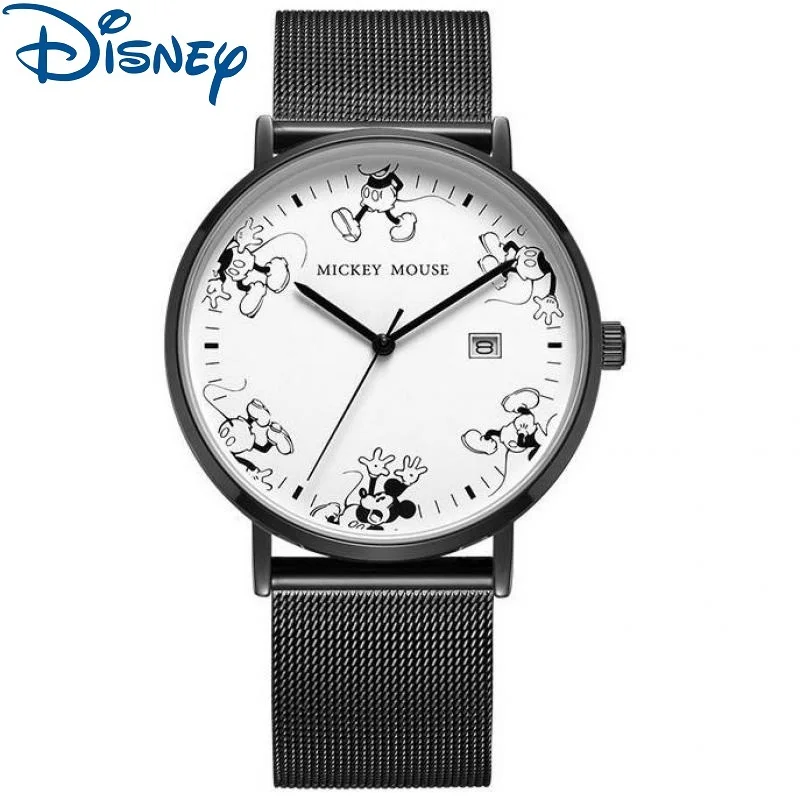 Disney For Mens Watch Mickey Mouse Cartoon Quartz Wristwatch Date Boy Children Student Luminous Waterproof New Relogio Masculino